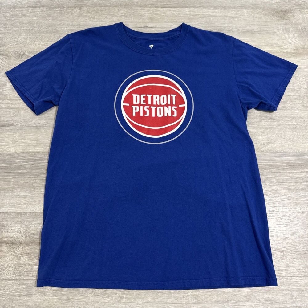 Detroit Pistons Shirt Fanatics Men's Blue NBA Basketball Cotton Tee Large